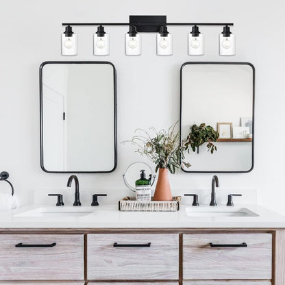 Lampara Vinluz Lineal, 6 Focos, Negro Matte, Para Tocador, De Pared.