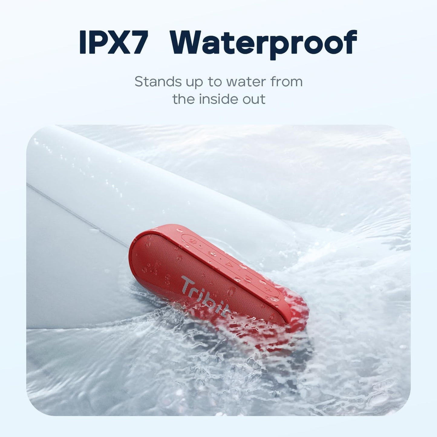 Bocina Bluetooth portátil, Tribit XSound Go, Impermeable IPX7, Recargable.