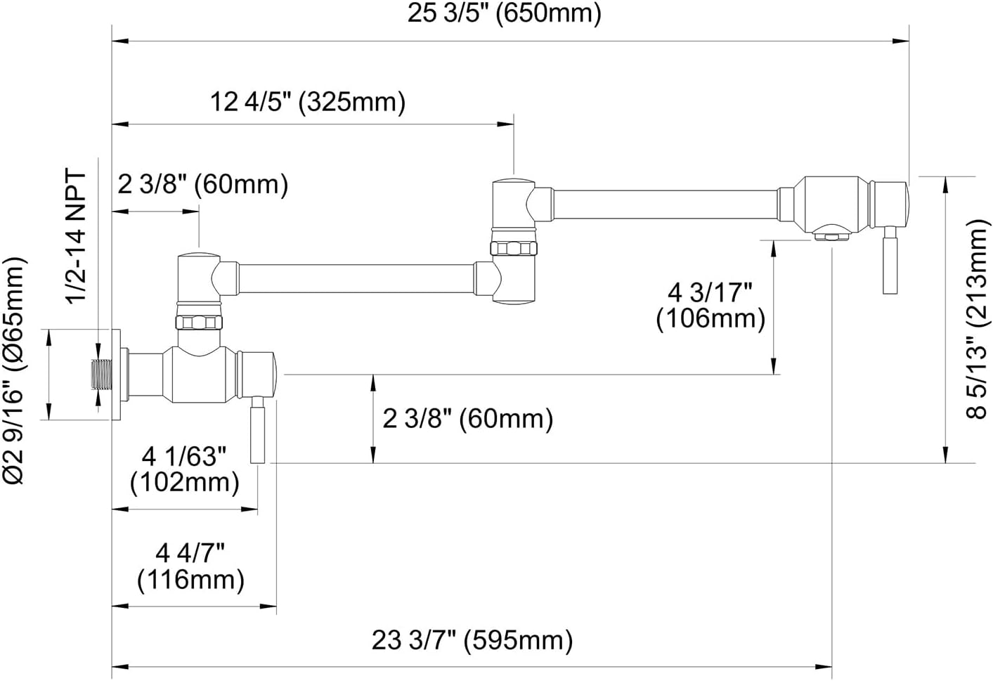 Llave de relleno tradicional de un solo agujero montado en la pared, BAGNOLUX