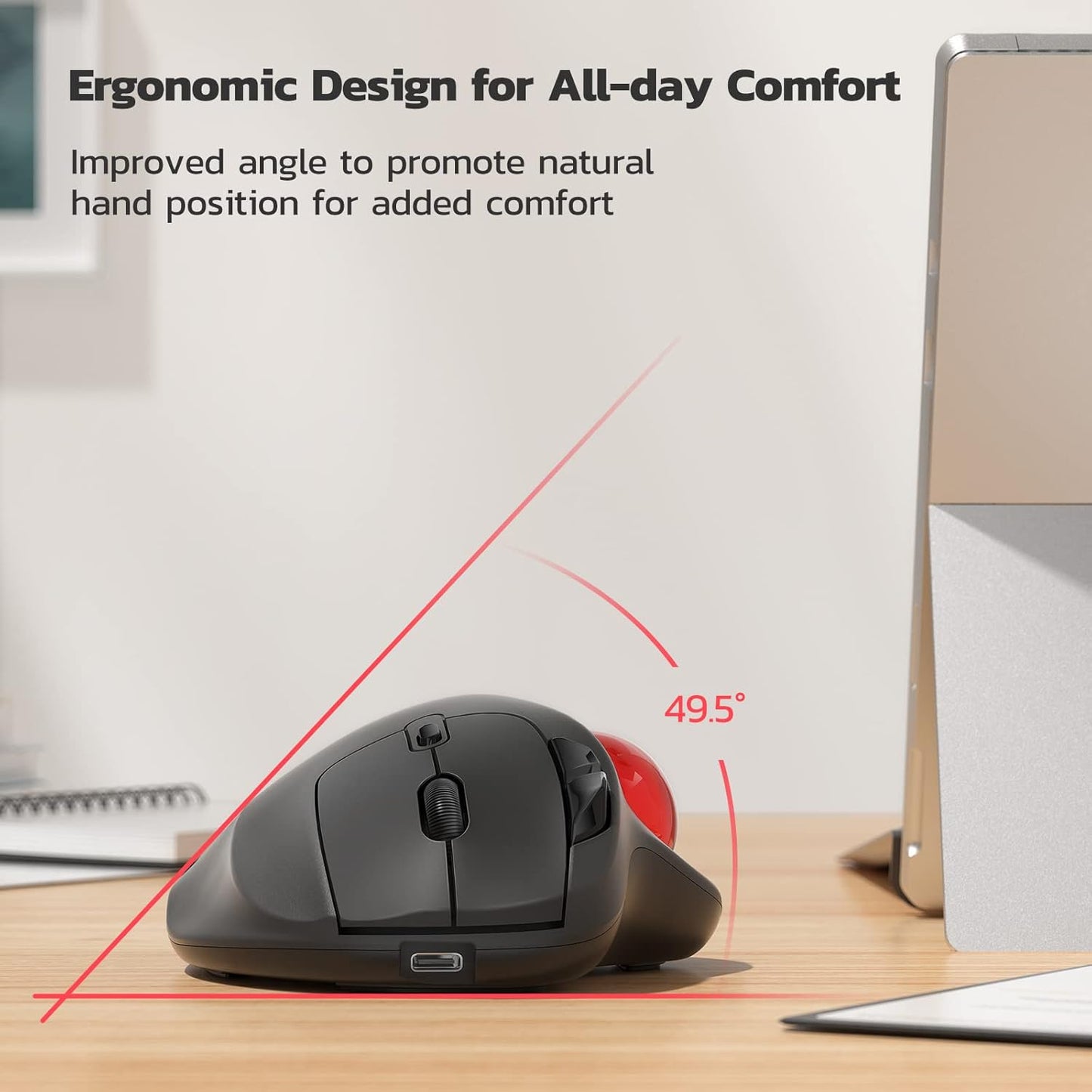 Nulea M501 mouse inalámbrico Trackball, ergonómico recargable.