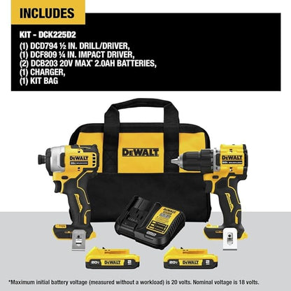 Dewalt - Kit combinado de 2 herramientas sin escobillas Atomic 20V Max