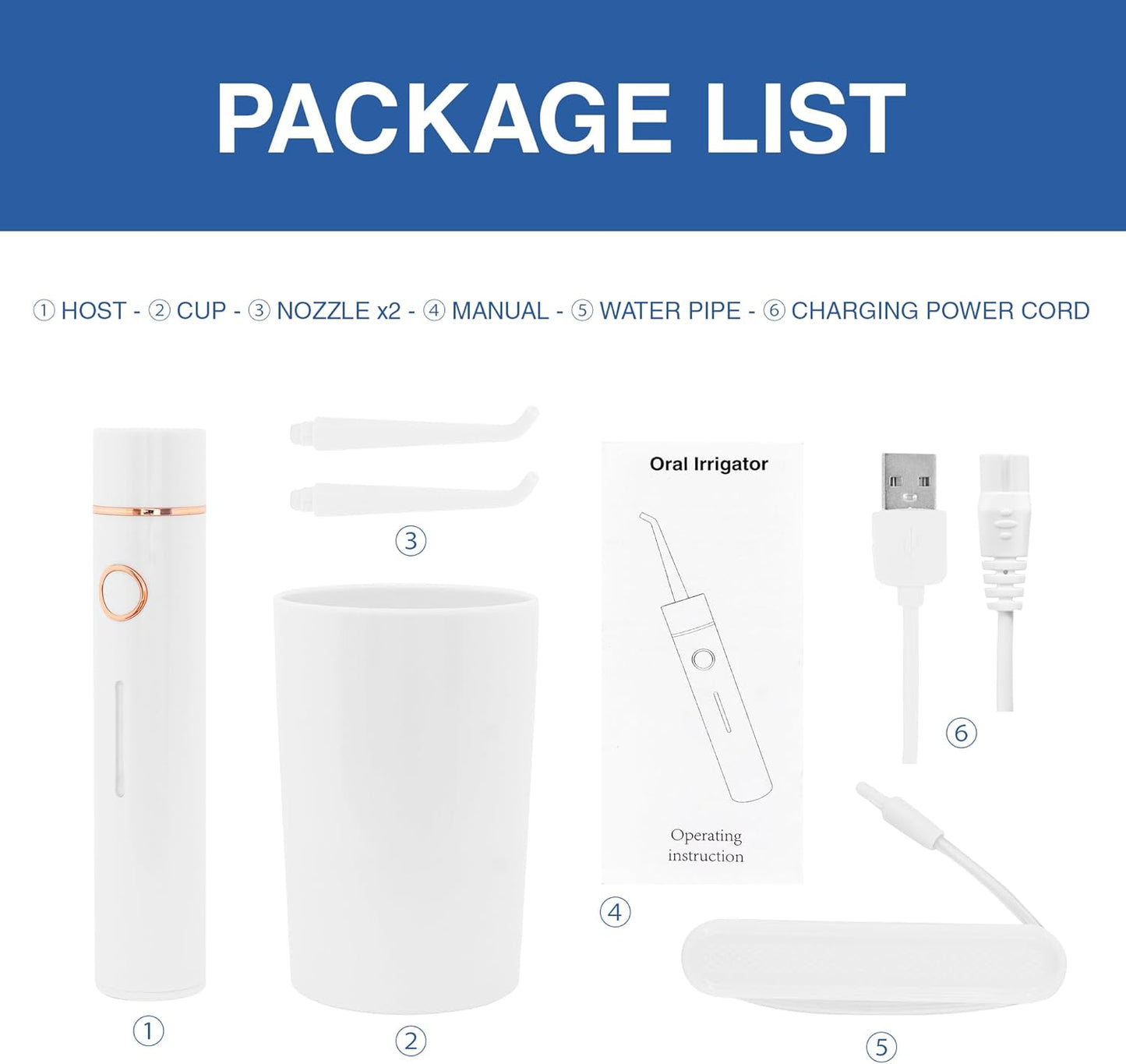 Irrigador bucal inalámbrico, Recargable, 3 modos ajustables, IPX7.