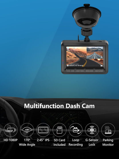 Dash Cam delantera y trasera, Full HD 1080P, con tarjeta SD.