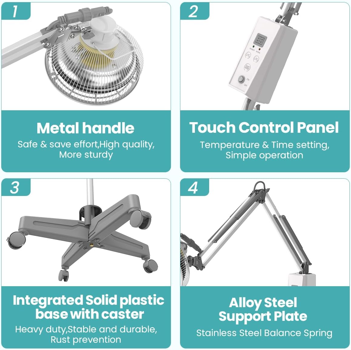 Terapia de luz roja infrarroja con base, dispositivo de lámpara de calor YUNCHI