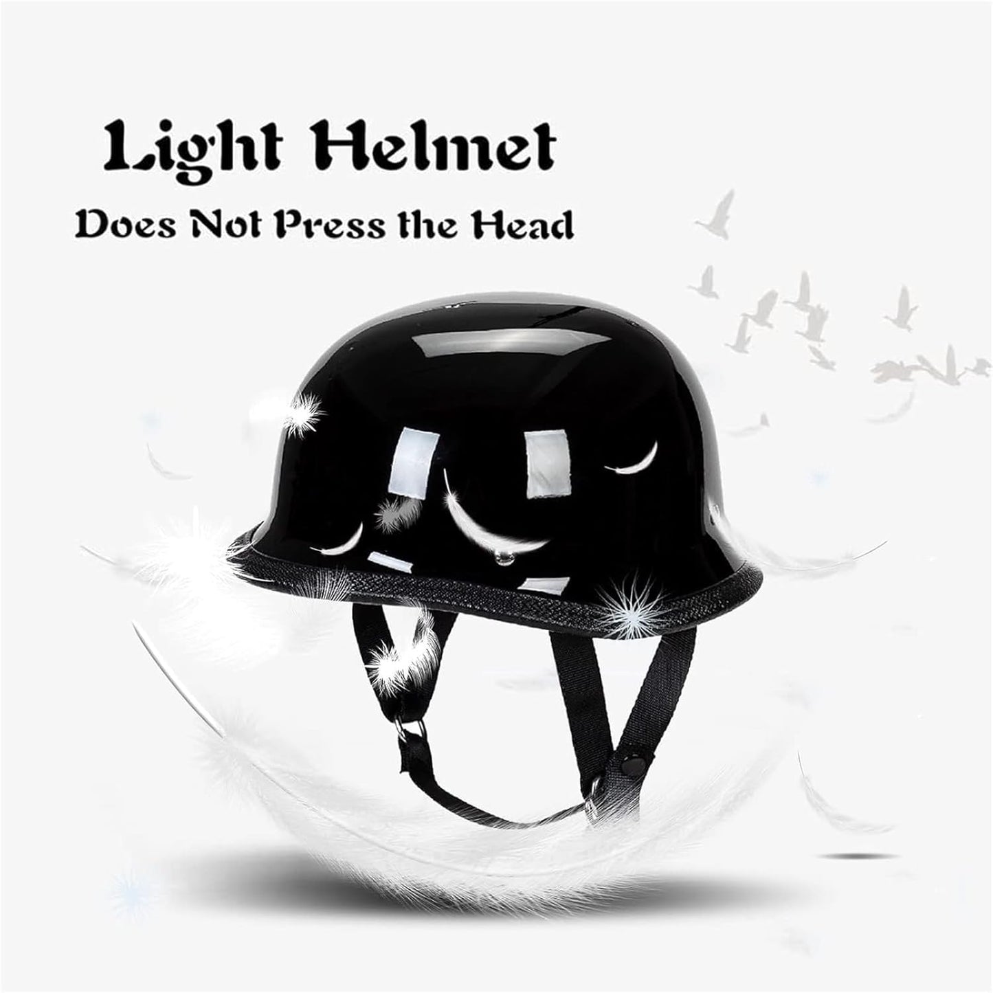 Medio casco de motocicleta, diseño retro-alemán, Certificación DOT.