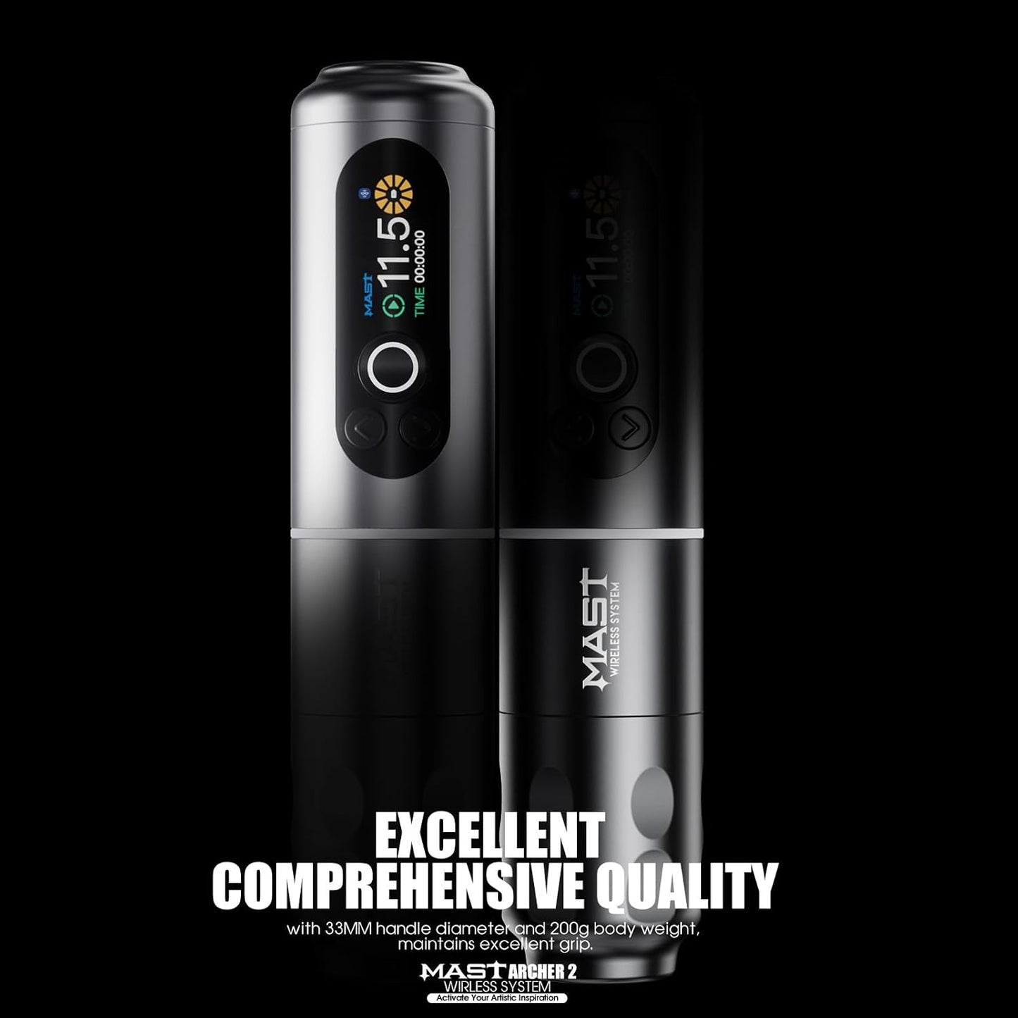 Pluma de tatuaje inalámbrica, Mast Archer2, Negro (USADO).