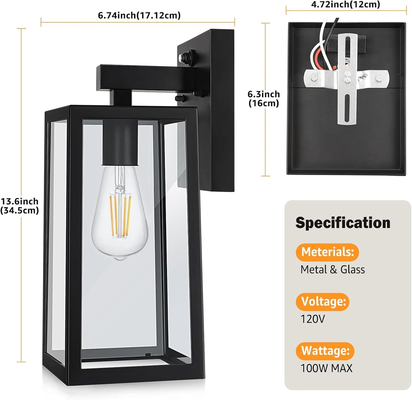 Lámparas de pared exterior, con sensor de atardecer a amanecer.