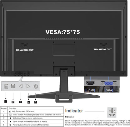 Monitor Yoyetion de 19" HD (1440 x 900), 75HZ HDMI-VGA, LED.
