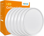 Paquete de 6 lámparas de techo LED, 12", redondas, blancas.