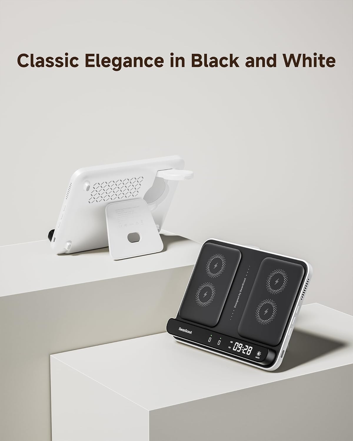 Cargador Inalámbrico Dual para telefonos, earbuds Y reloj.