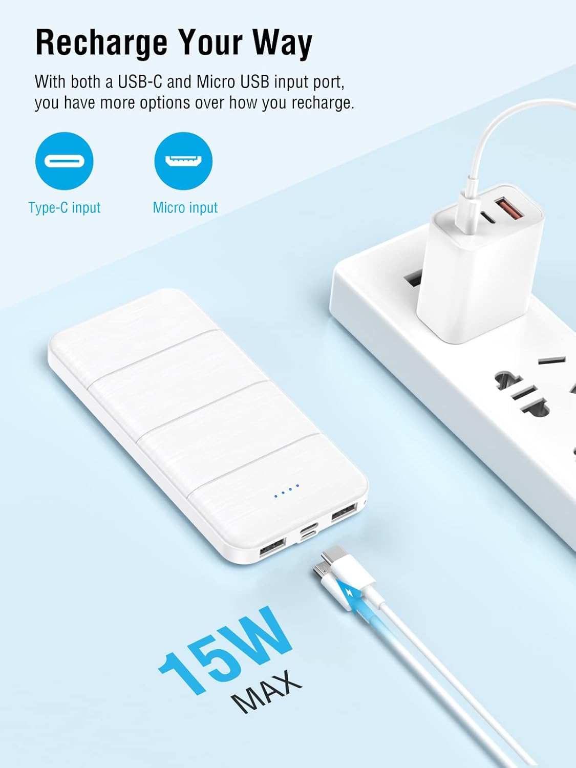 Cargador portátil color blanco intenso (USADO)