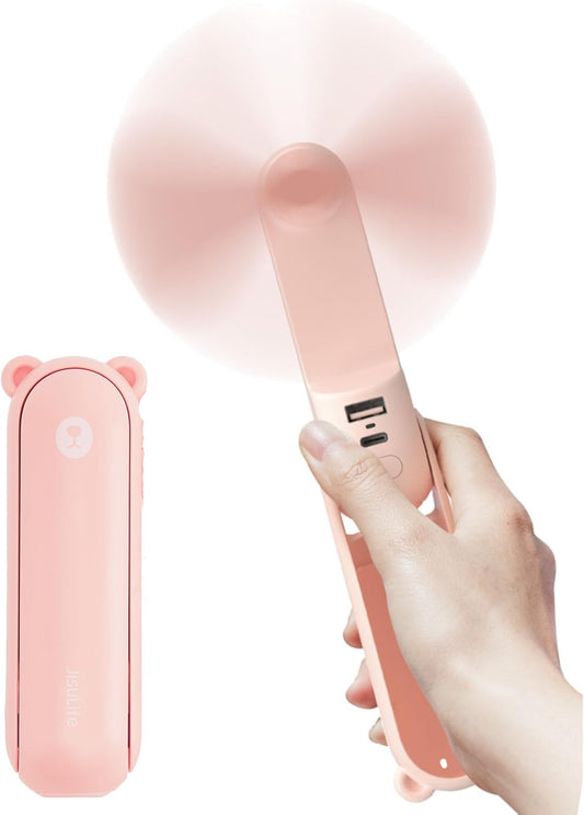 Ventilador de mano, Recargable, JISULIFE, portátil, (USADO).
