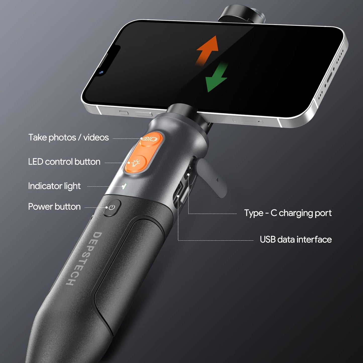 Cámara endoscopio de triple lente con luz, 1080P DEPSTECH