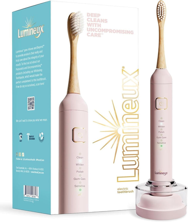 Lumineux Cepillo de dientes eléctrico de bambú sónico para adultos.