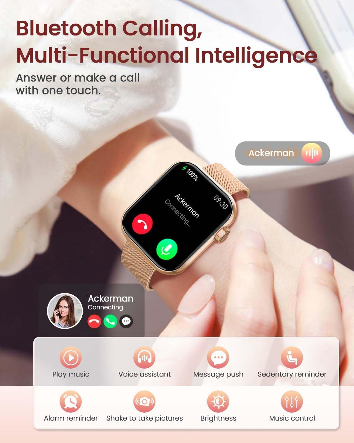 Reloj inteligente para mujer con función de teléfono