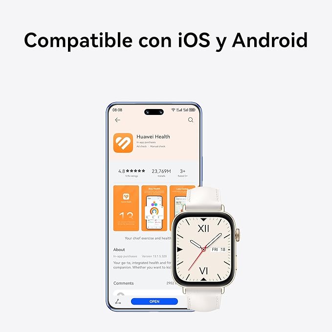 Smartwatch, HUAWEI Fit 3, 1.82", Compatible con iOS y Android.