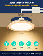Downlights LED de 6 pulgadas, 16 W, color RGB, blanco cálido (DETALLE)