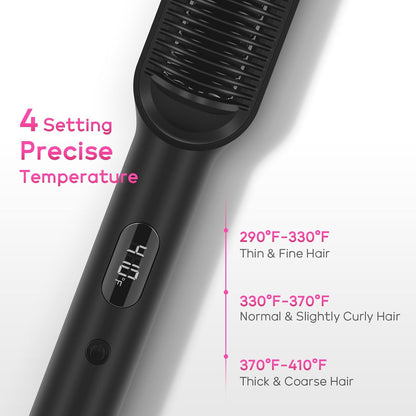 Cepillo Alisador de Cabello con Menos Frizz 4 Configuraciones de Temperatura