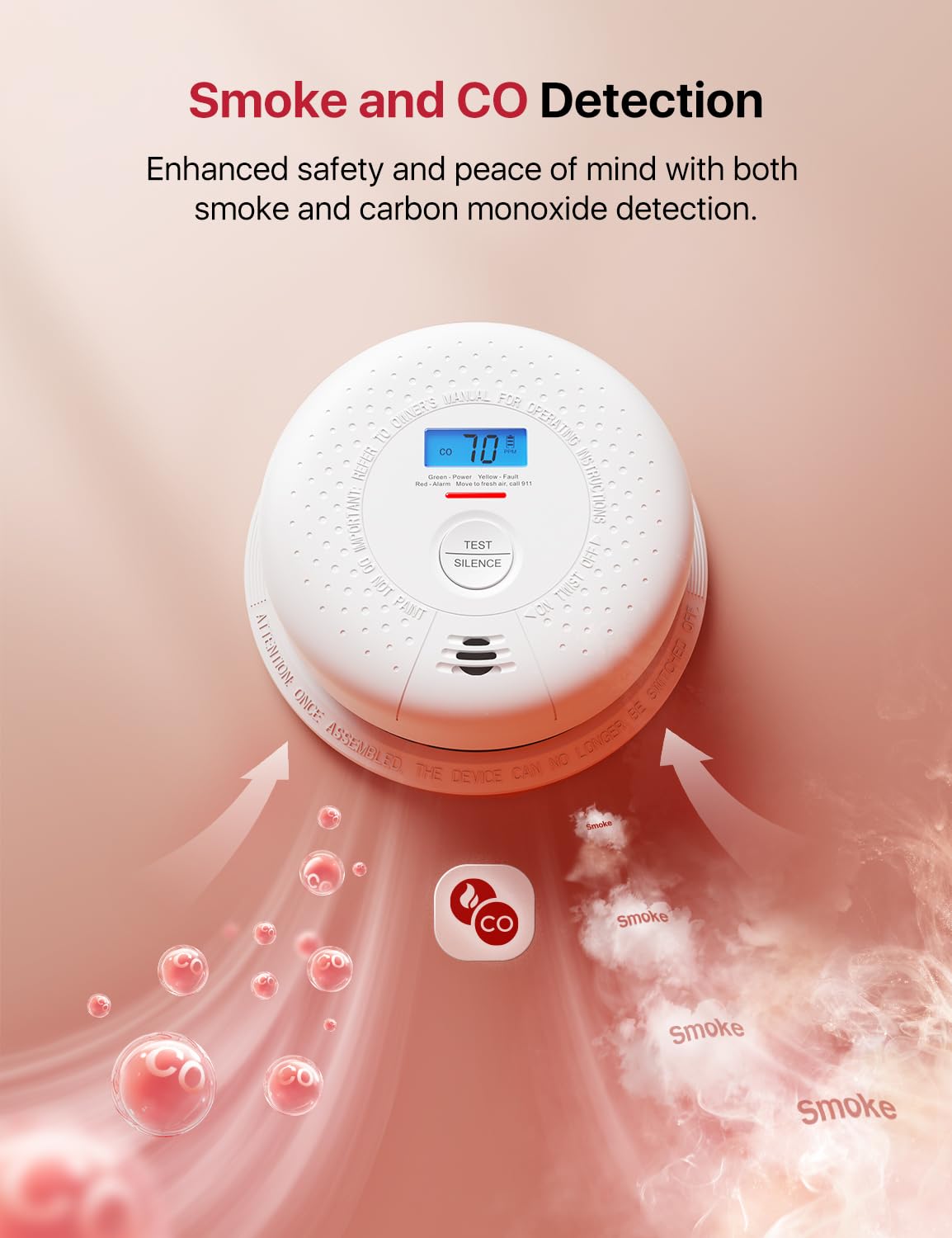 Detector de humo y monóxido de carbono, X-Sense, 3pcs.