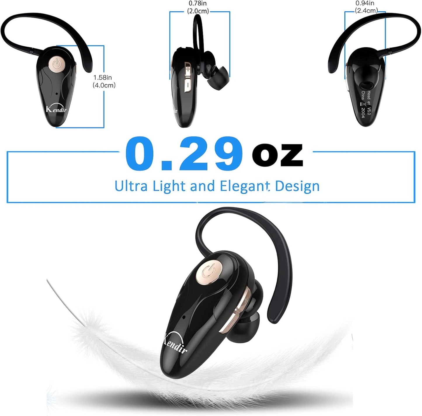 Kendir Auriculares Bluetooth V5.0 ultraligeros inalámbricos