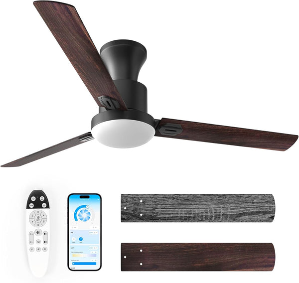 Ventilador de techo, empotrable, 42", control remoto, luz regulable.