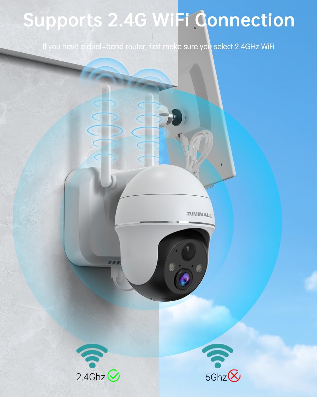 Camara de Vigilancia WiFi, Exterior, 3MP, PTZ 360°.