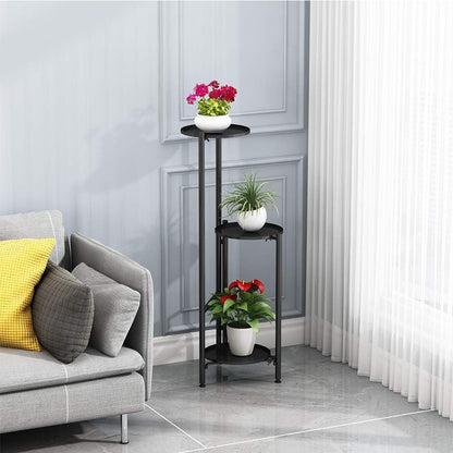 Mesa de Pie 3 Niveles Plegable Metal Negro Ramzyh