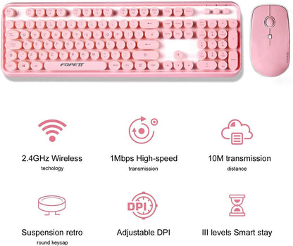 Combo de teclado y mouse inalámbricos, 2.4GHz, receptor USB.