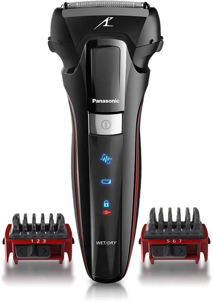 Afeitadora Panasonic, híbrida con 2 accesorios de recorte, sensor-afeitado.
