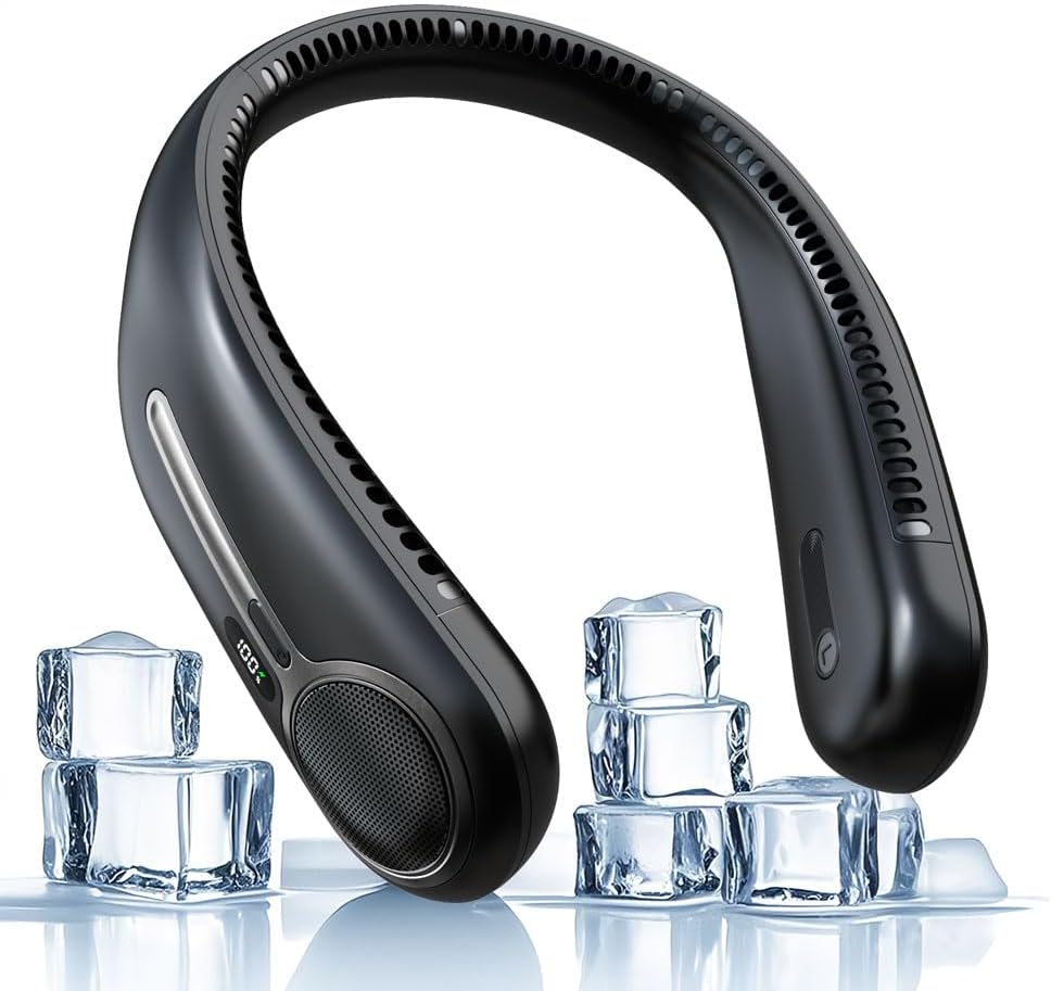 Ventilador de cuello portátil, sin aspas, 4 velocidades, recargable.