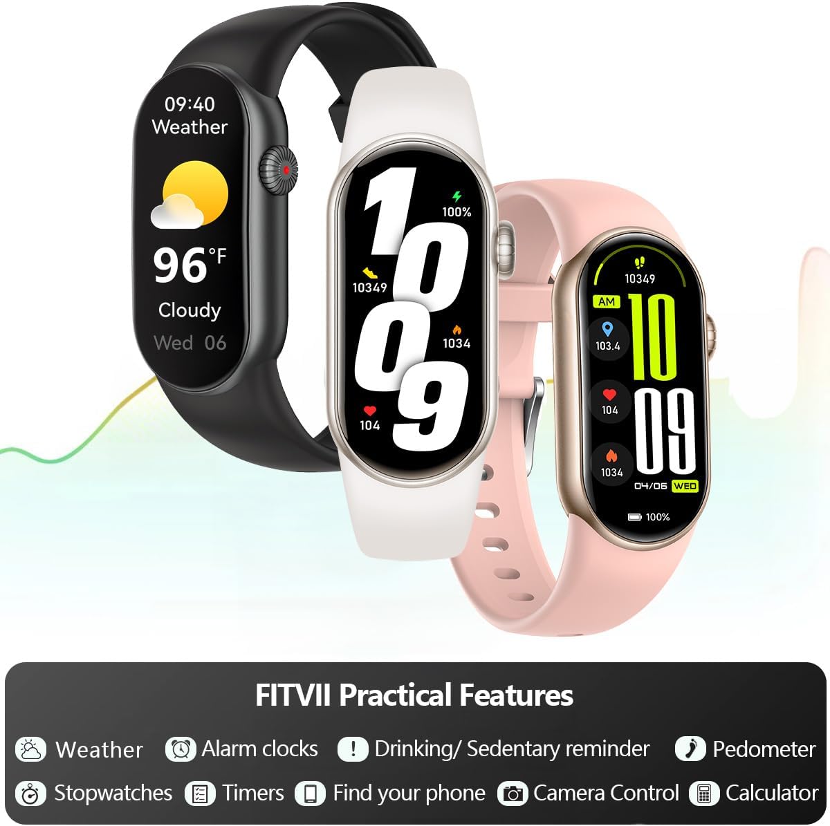 FITVII Ole Fitness Tracker AMOLED de 1.6 Pulgadas