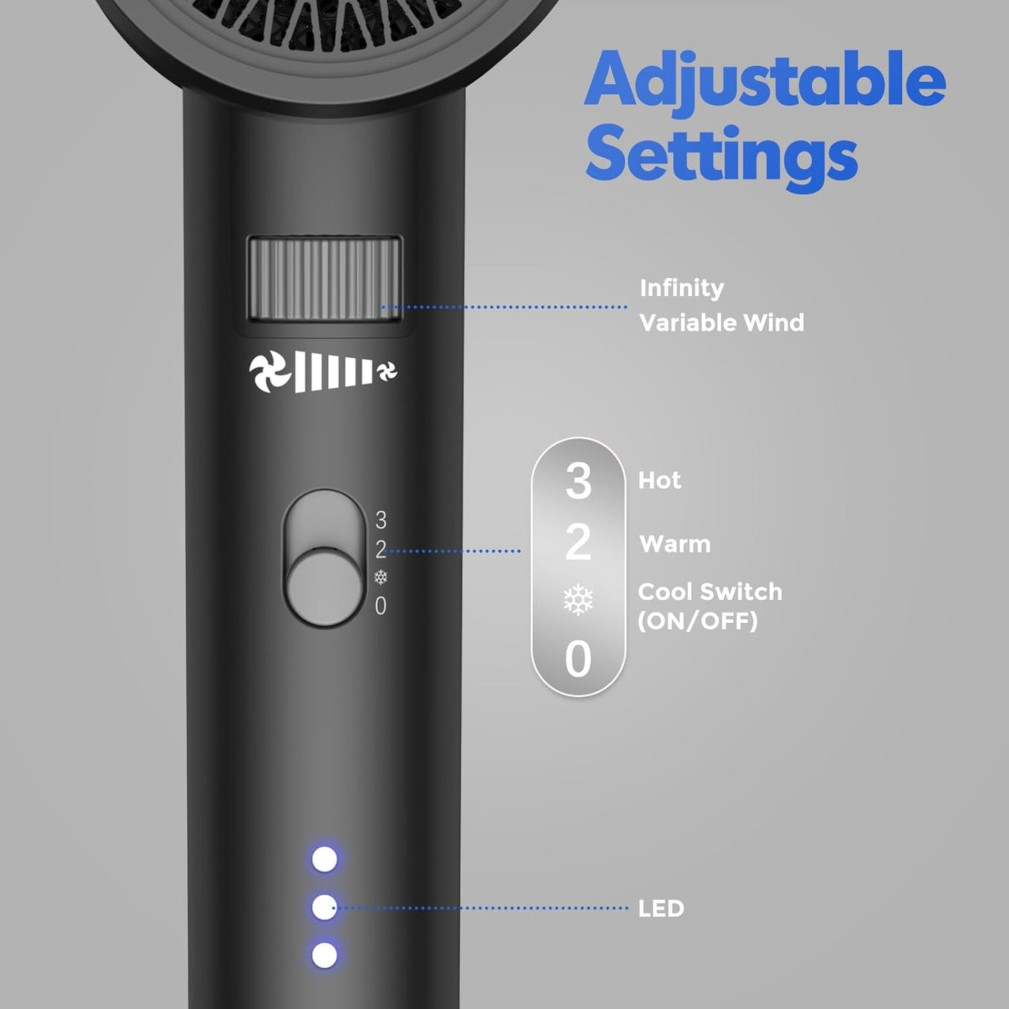 SIYOO, Secador de pelo profesional iónico con difusor y boquilla.