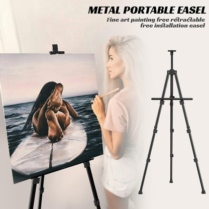 Caballete Para Pintar Lienzo 66” Portátil Metal Ajustable