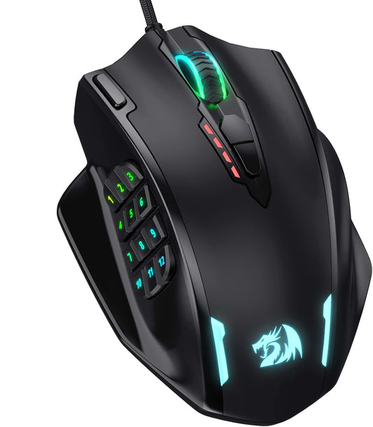 Ratón Redragon Impact RGB LED MMO con botones laterales.(USADO)