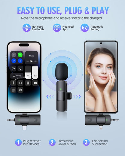 Micrófonos inalámbricos 3 en 1 para iPhone Android (USADO)