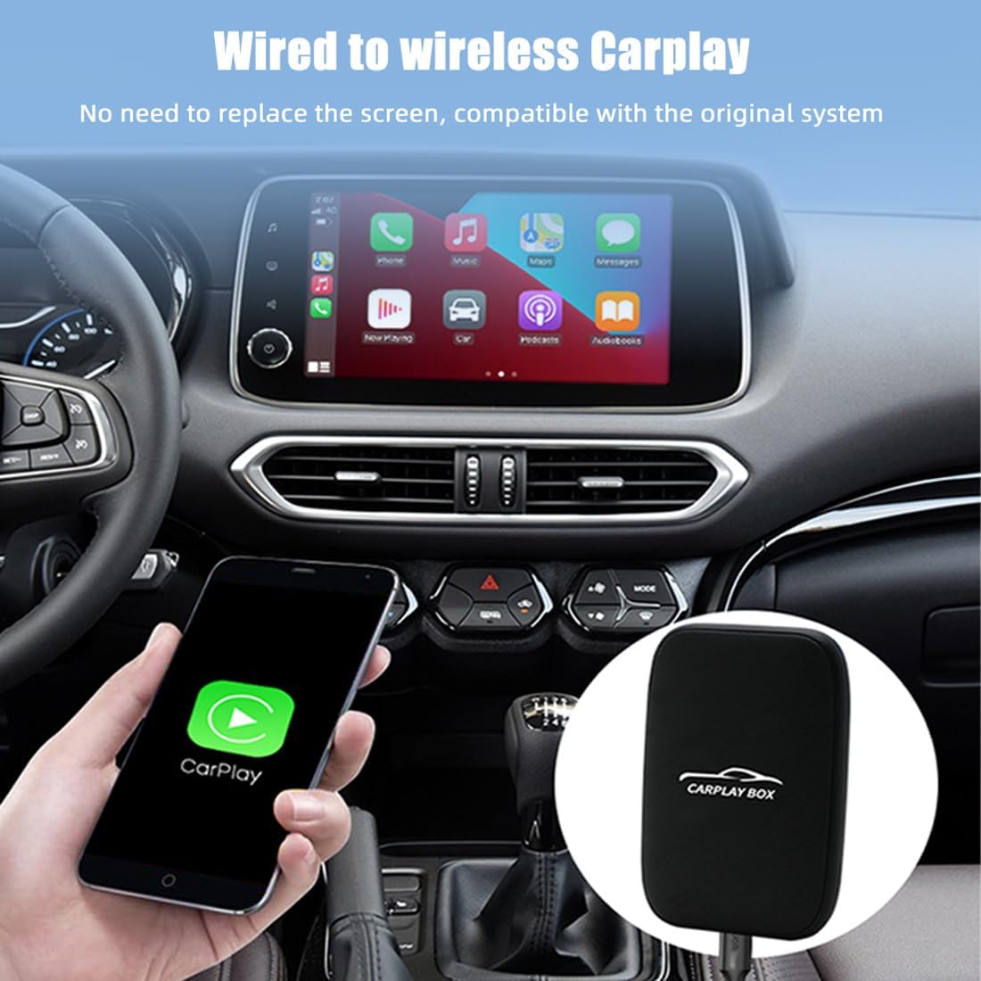 Adaptador inalámbrico Carplay, Android con cable automático.
