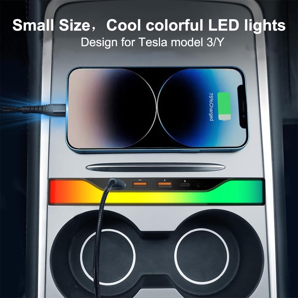 Model y Hub USB con Tesla Ambient Lighting Modelo 3 consola central. USADO