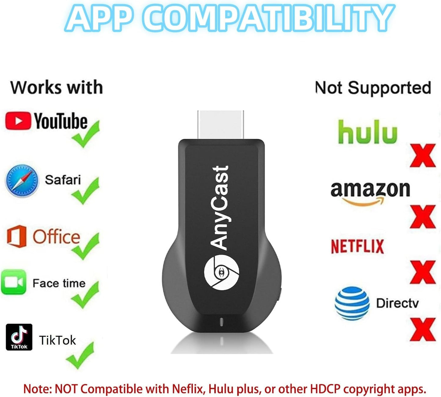 Receptor inalámbrico de TV con pantalla WiFi AnyCast M2 Plus