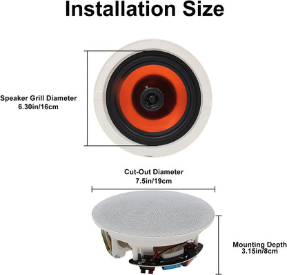 Altavoces empotrables para techo o pared, Herdio HSC-628, de 6.5".