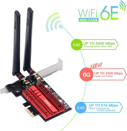 WiFi 6E AX210 PCI-E Tarjeta de red WiFi BT5.3 160MHz Tri-Band USADO