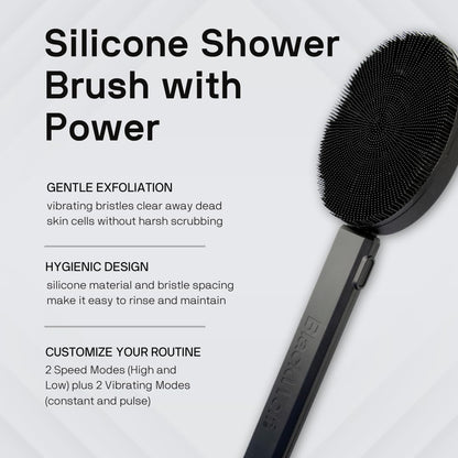 Cepillo vibrante para rostro y cuerpo con gel de ducha, Black Wolf.