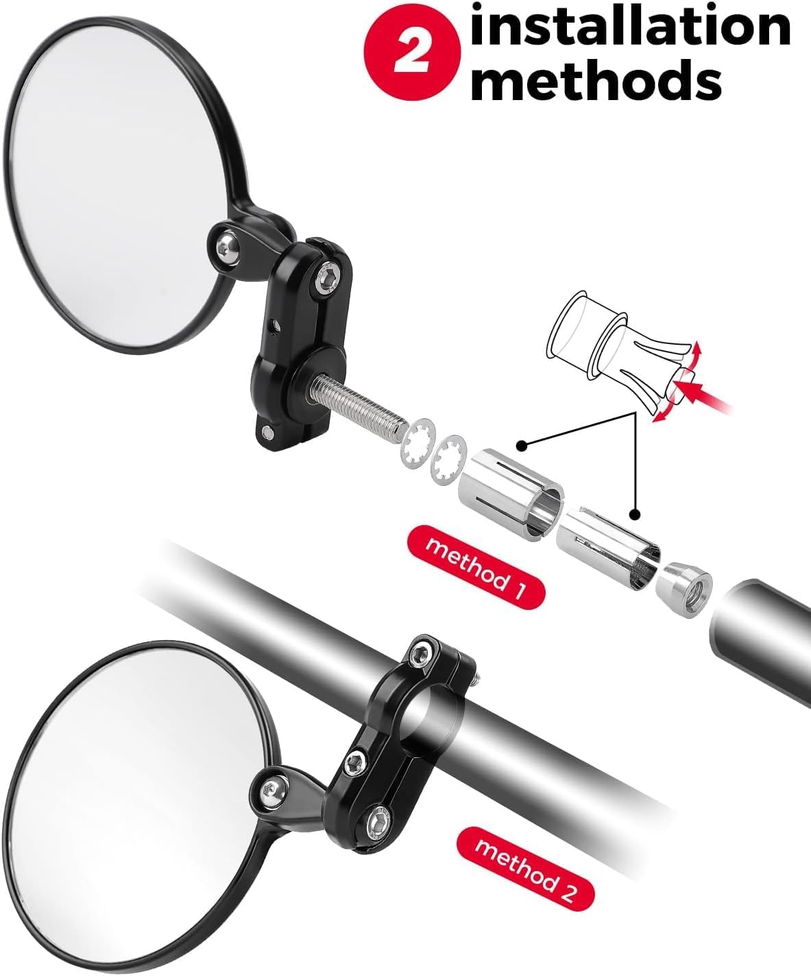 Espejos universales para motocicleta, 360°, KEMIMOTO, giratorios.