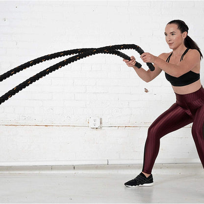 Cuerda Battle Rope Crossfit Fitness 9 m negra marca OUTROAD