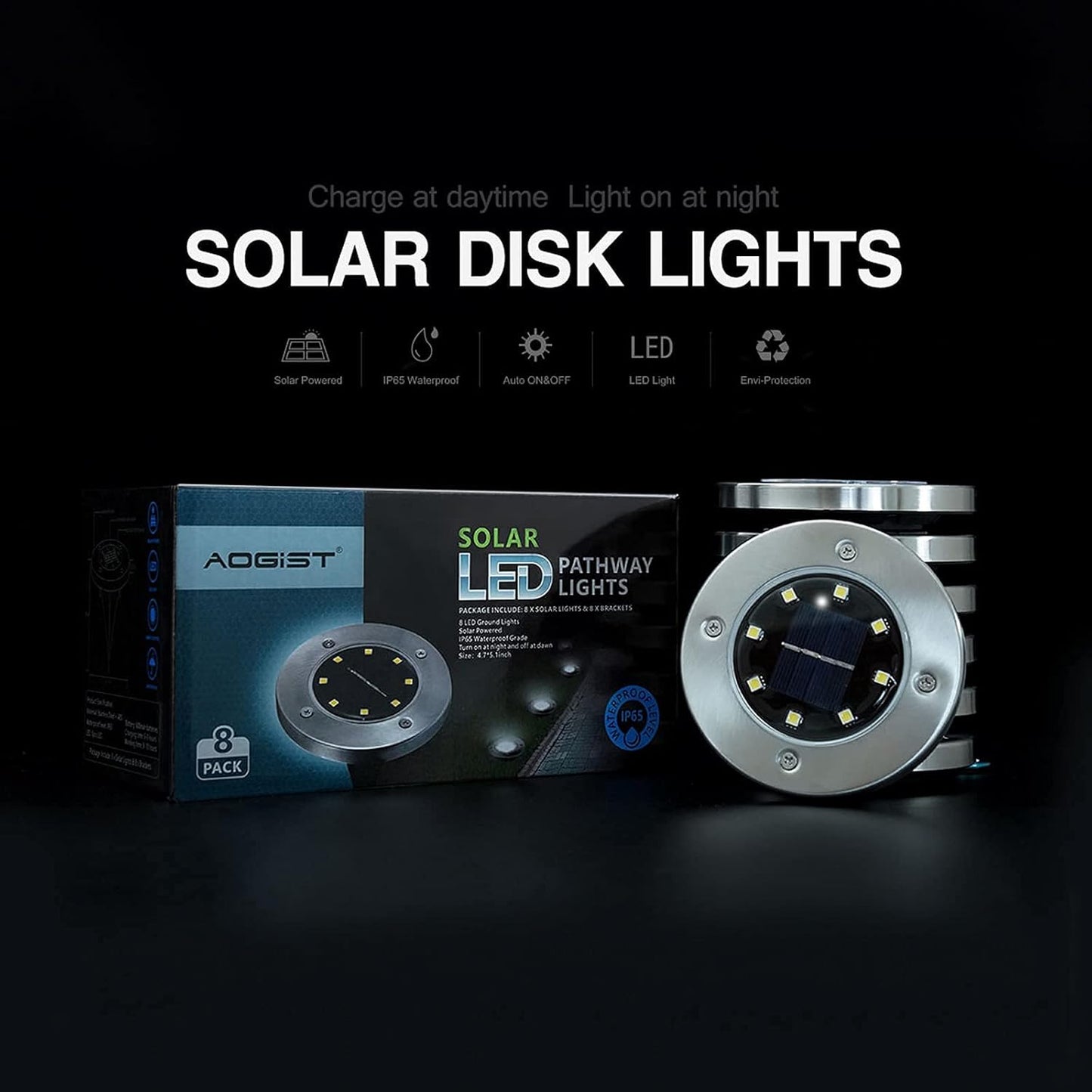 Luces solares de suelo para jardín, 8pcs, impermeables, 1.20V.