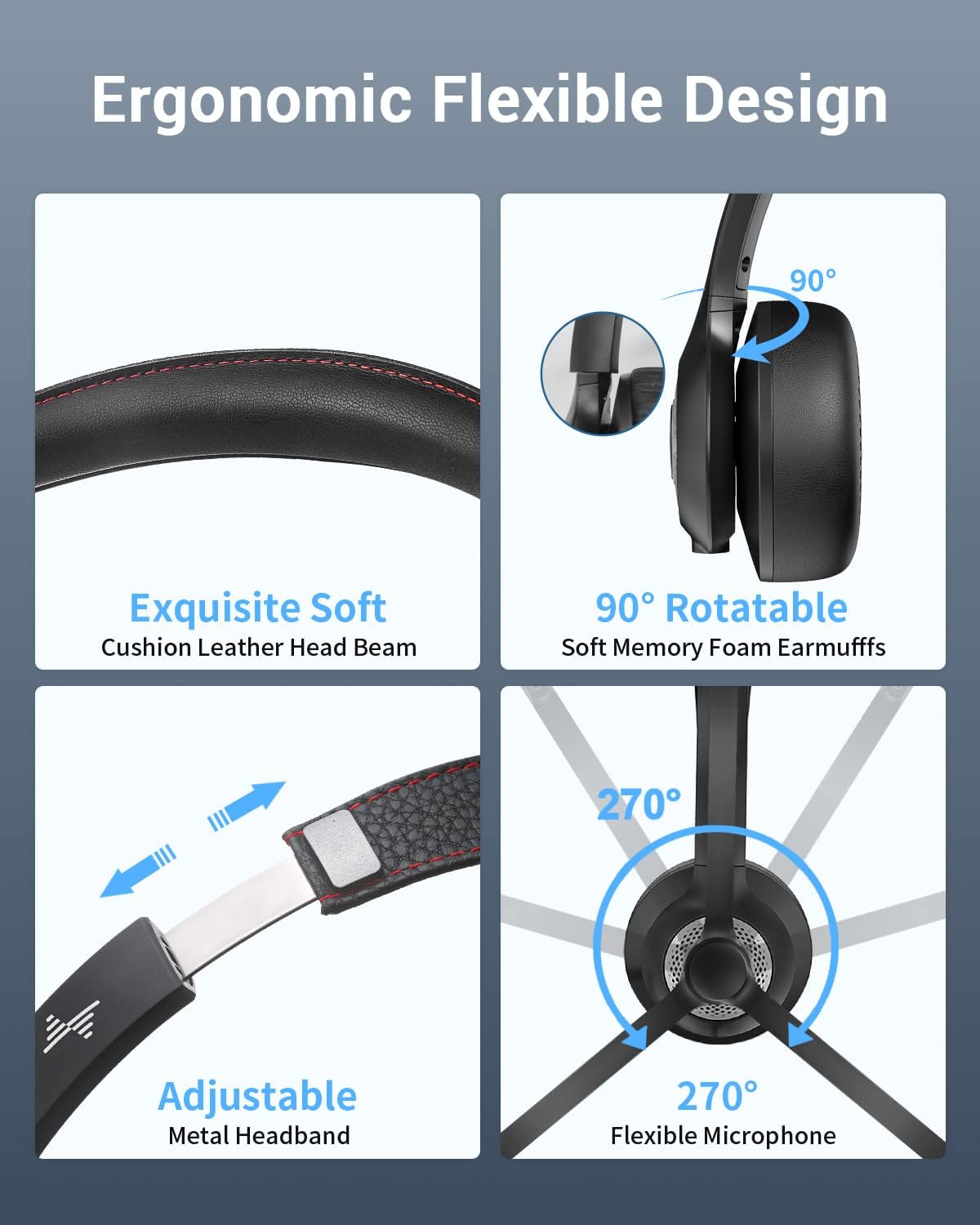 Auriculares inalámbricos con micrófono y cancelacion de ruido.