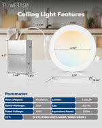 Luces LED Techo Empotrables delgadas 6” DETALLE 11pz