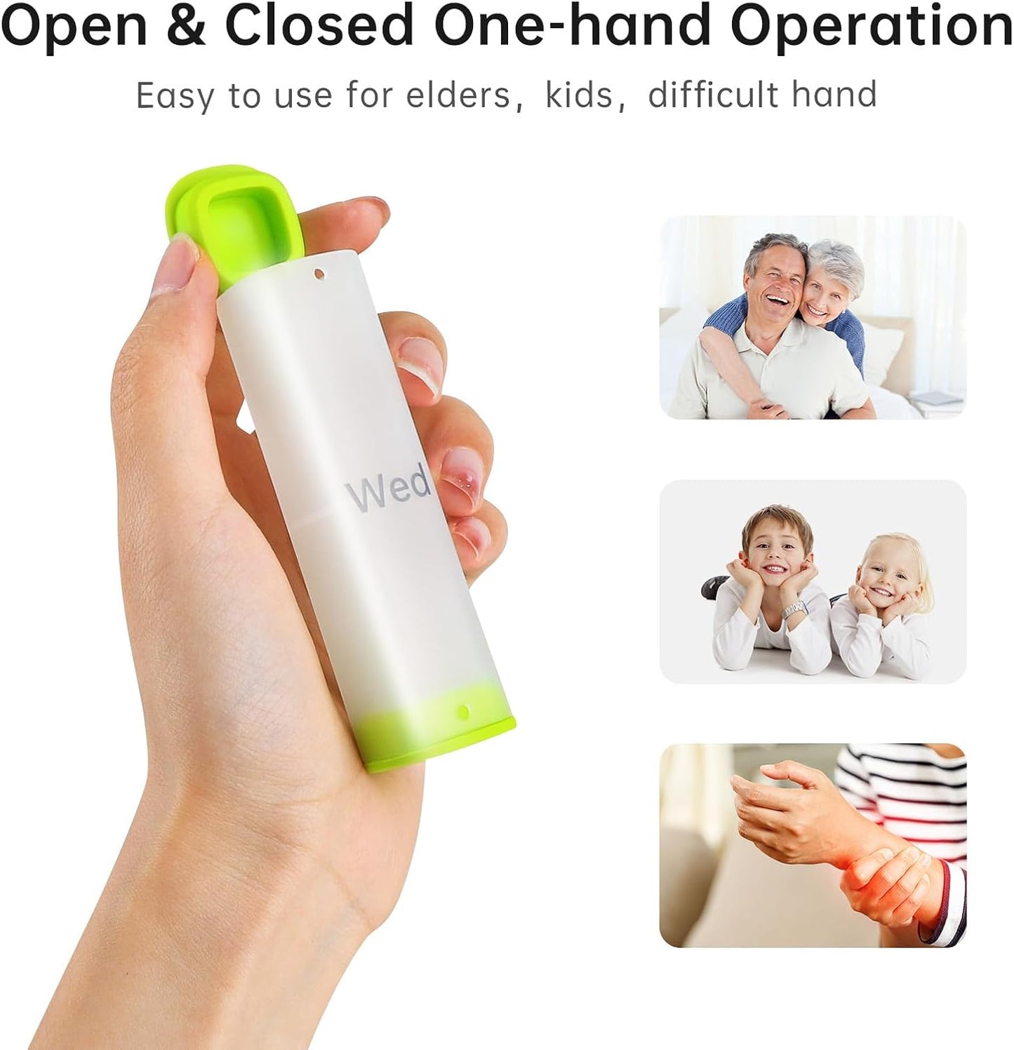 Pastillero semanal 2 veces al día, Koviuu, con mango giratorio.