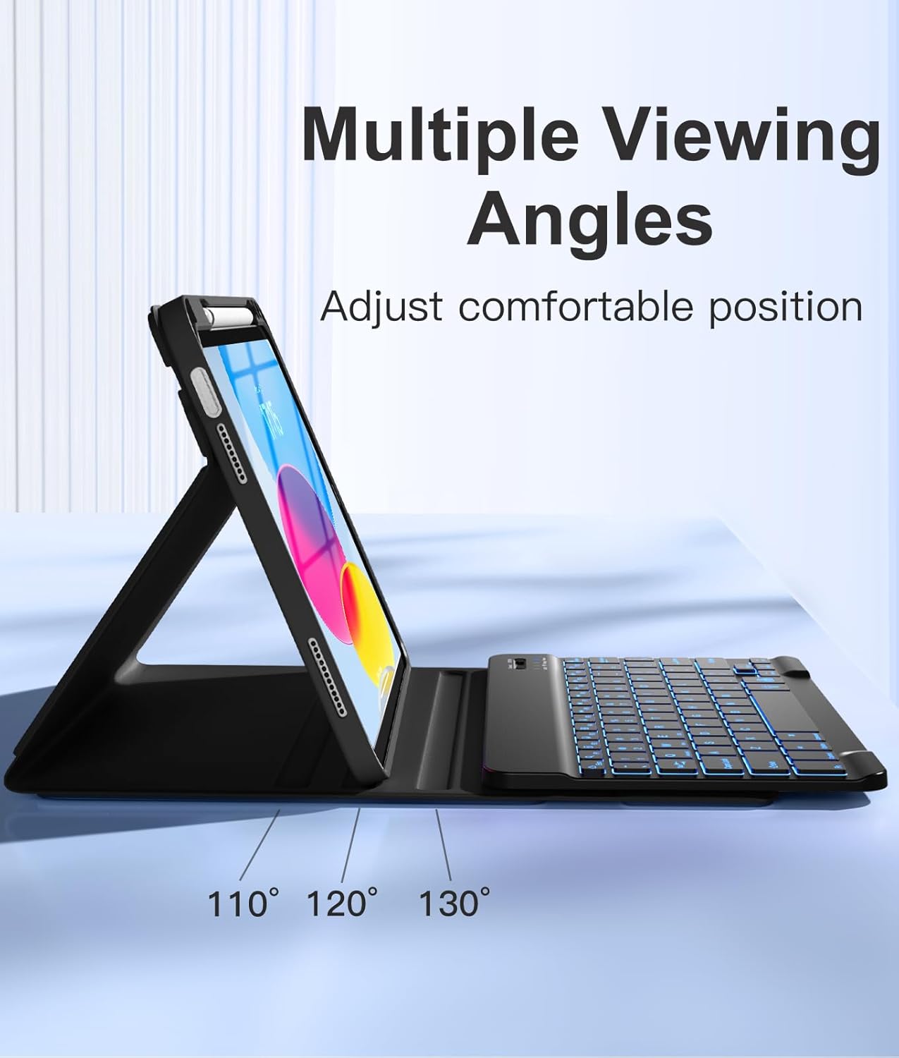 Funda para iPad de 11ª y 10ª gen. con teclado, 7 colores , inalámbrico.