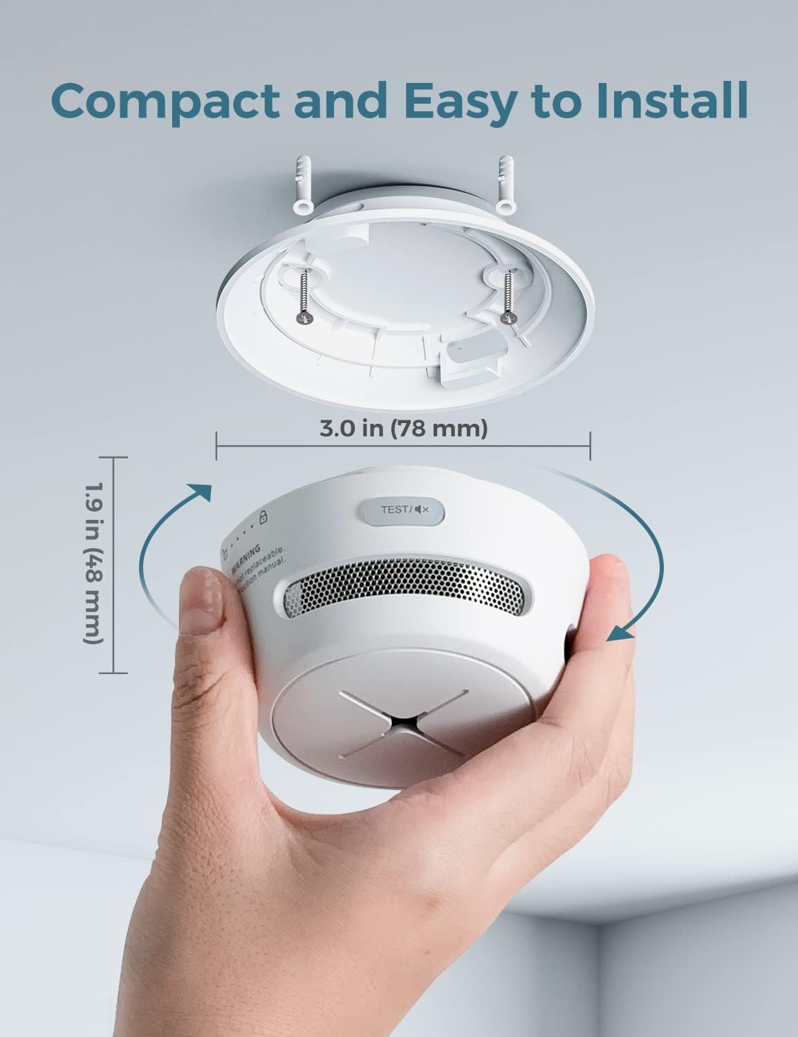 Detector de humo alarma de incendios con botón de prueba/silencio. AEGISLINK