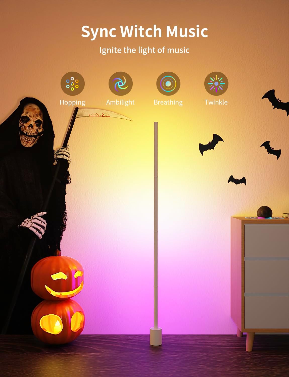 Ailofy, Lámpara de pie inteligente, compatible con Alexa, sincronizable